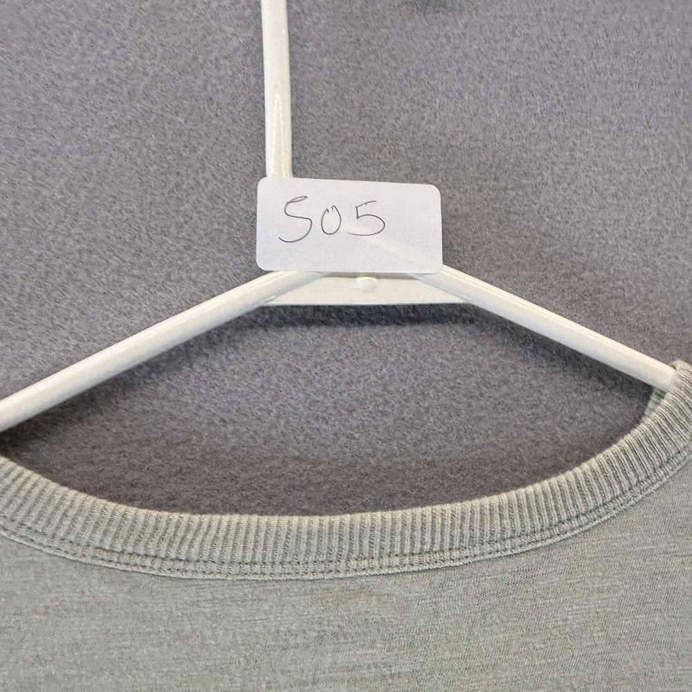 Madewell Sage Green Ruffle Sleeve Slub Cotton T-Shirt Size S Curved Hem Tee - Picture 6 of 6